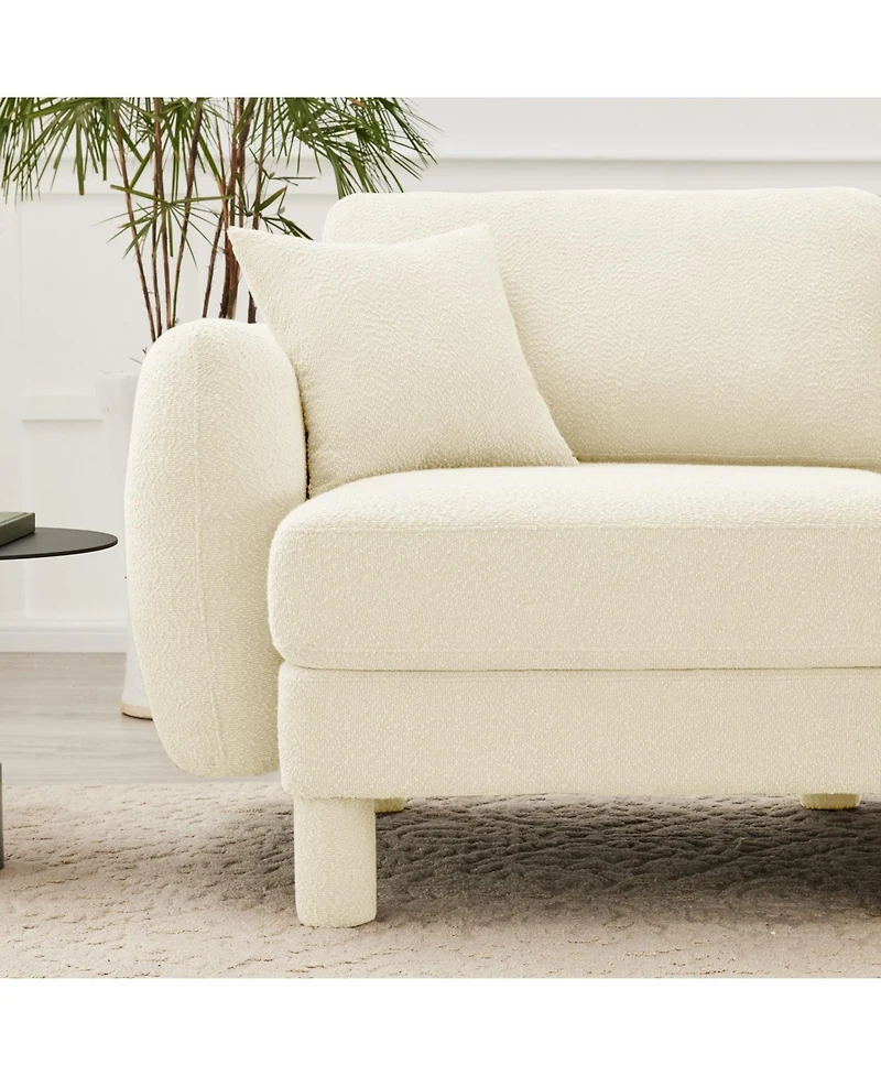 Streamdale Furniture + 4-Seater + Boucle Fabric + Shell Armrests & Fabric-Wrapped Legs + Sofa