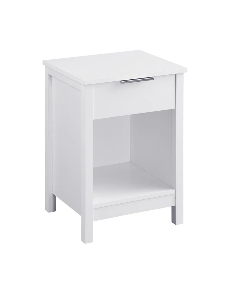 Streamdale Nightstand with Drawer & Shelf, Modern Bedside Table - Retro White