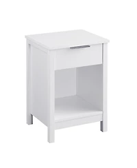 Streamdale Nightstand with Drawer & Shelf, Modern Bedside Table - Retro White