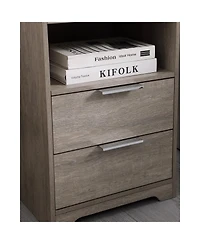 Streamdale Furniture Nightstand with Charging, 2 Drawers & Shelf