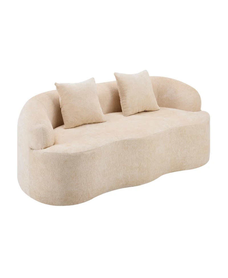 Streamdale Furniture Curved Loveseat Sofa, Small Space Couch with 2 Pillows
