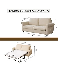 Streamdale Furniture Sleeper Sofa Bed, Pull Out Couch, 2-Seater Linen Convertible Sofa