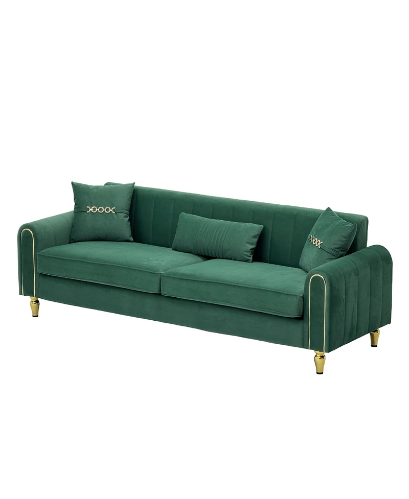 Streamdale Furniture Modern Plush 3-Seater Sofa with Pillows & Metal Legs