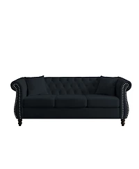 Streamdale Furniture 80" Black Velvet Chesterfield Sofa