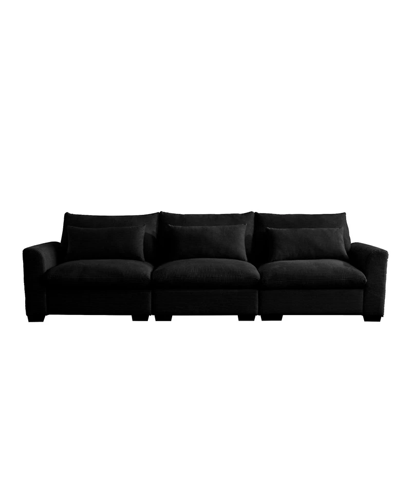 Streamdale Furniture 3 Seater Deep Seat Couch for Living Room, Wide & Deep Comfy Sofa w/ 3 Pillows, Black