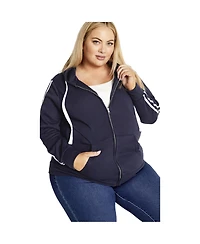 Avenue Women's Plus Side Stripe Zip Hoodie