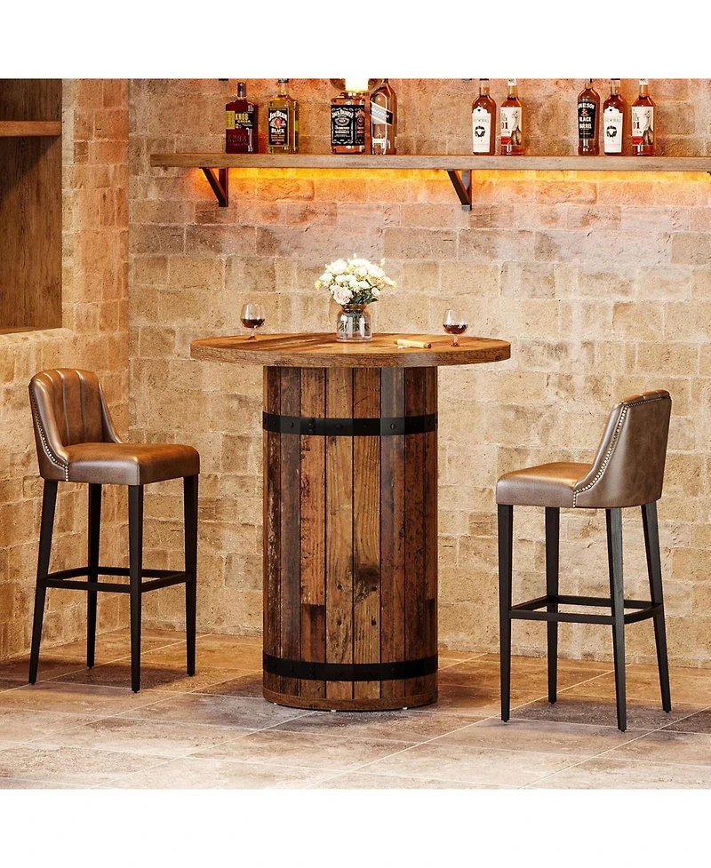 Tribesigns Round Bar Table, 39.4-Inch Bar Height, Bistro Pub Table for Kitchen, Living Room, Small Space