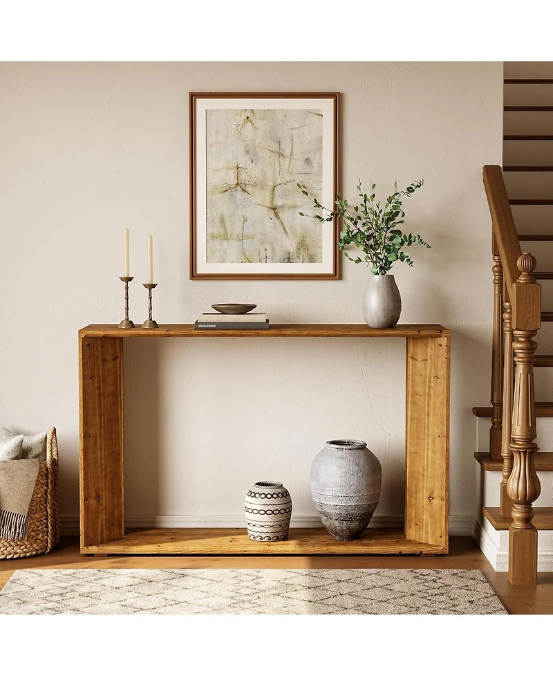Tribesigns 2-Tier Solid Wood Console Table for Living Room, 55" Farmhouse Entryway Table