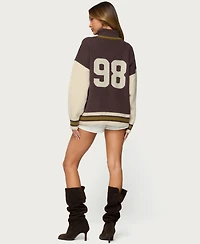 Edikted Womens 98 Varsity Zip Up Sweater