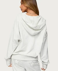 Edikted Women's Briela Star Studded Zip Up Hoodie