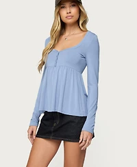 Edikted Womens Lilla Henley Babydoll Top