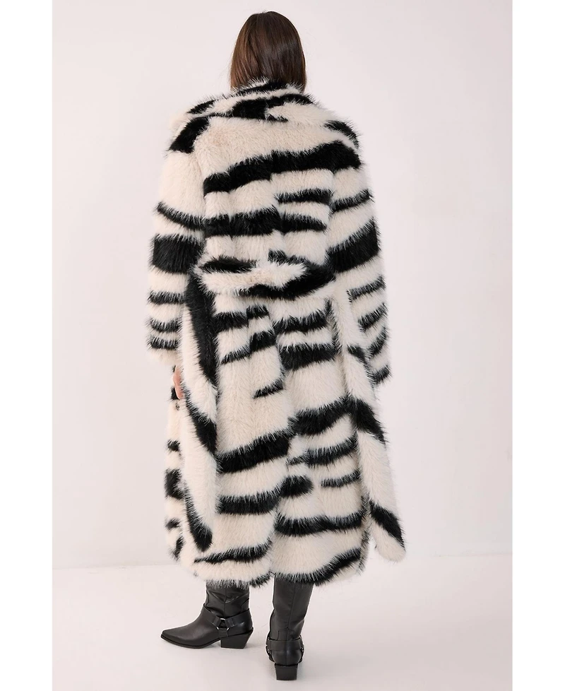 Nasty Gal Women's Faux Fur Collared Longline Coat