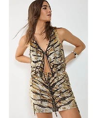 Nasty Gal Women's Hand Embellished Tassel Sequin Waistcoat