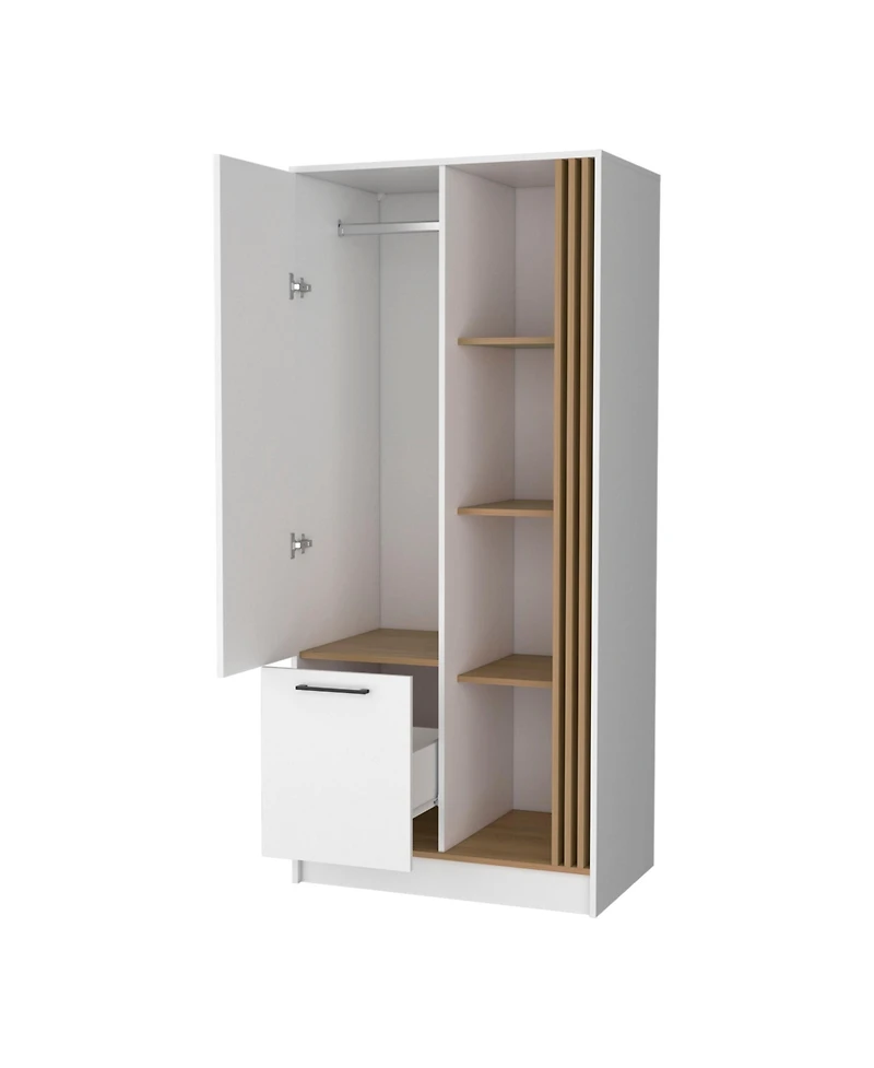 Fm Furniture Pekin Modern Wardrobe Organizer with Shelves and Rod