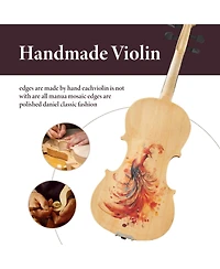 Yescom Beginner Violin Full Size 4/4 Solid Wood Full Set with Carry Case Mute Bow Shoulder Rest for Student Adults Starter Unique Peacock