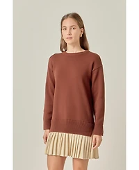 English Factory Women's Mixed Media Pleated Mini Dress