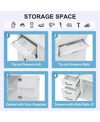 Clihome 36-Inch Bathroom Vanity with Ceramic Sink Top,Freestanding Storage Cabinet with Metal Finish