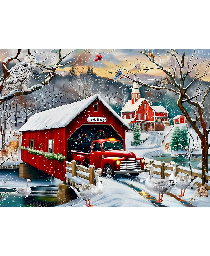 SunsOut Creek Bridge 500 piece Jigsaw Puzzle for Adults Christmas