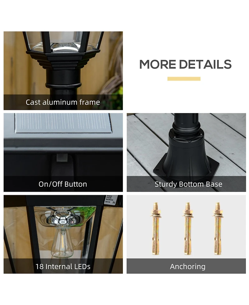Outsunny 77" Outdoor Solar Light Post, Motion Activated Lamp
