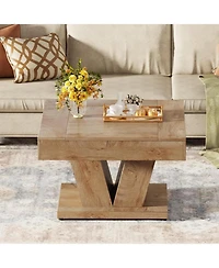 Tribesigns Square Coffee Table, Wood Center Table for Living Room, 31.5" Modern Cocktail Tea Accent Table, Natural