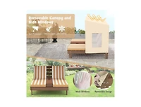 Slickblue Kids Patio Lounge Chair with Cup Holders and Awning