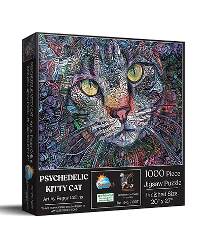 SunsOut Psychedelic Kitty Cat 1000 piece Jigsaw Puzzle for Adults