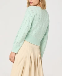 Astr the Label Women's V-Neck Button-Front Sweater