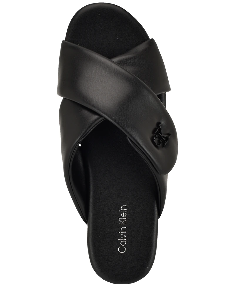 Calvin Klein Women's Renley Criss-Cross Slip-On Flat Sandals