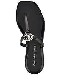 Calvin Klein Women's Ellye Logo T-Strap Flat Slip-On Sandals