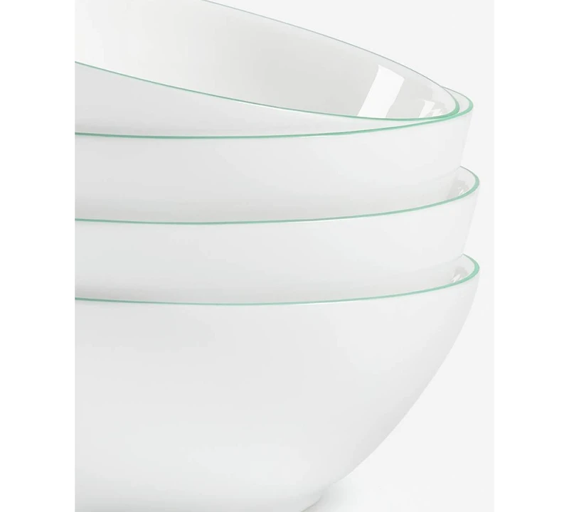 Arch Studio Opal Glass Rim Cereal Bowls, Set of 4, Service For 4