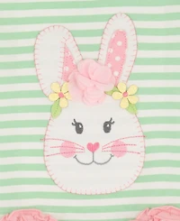 Rare Editions Baby Girls' Bunny Applique Round Neck Top and Knit Leggings, 2-Piece Set