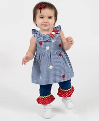 Rare Editions Baby Girls' Seersucker Sleeveless Top and Capri Pants, 2-Piece Set