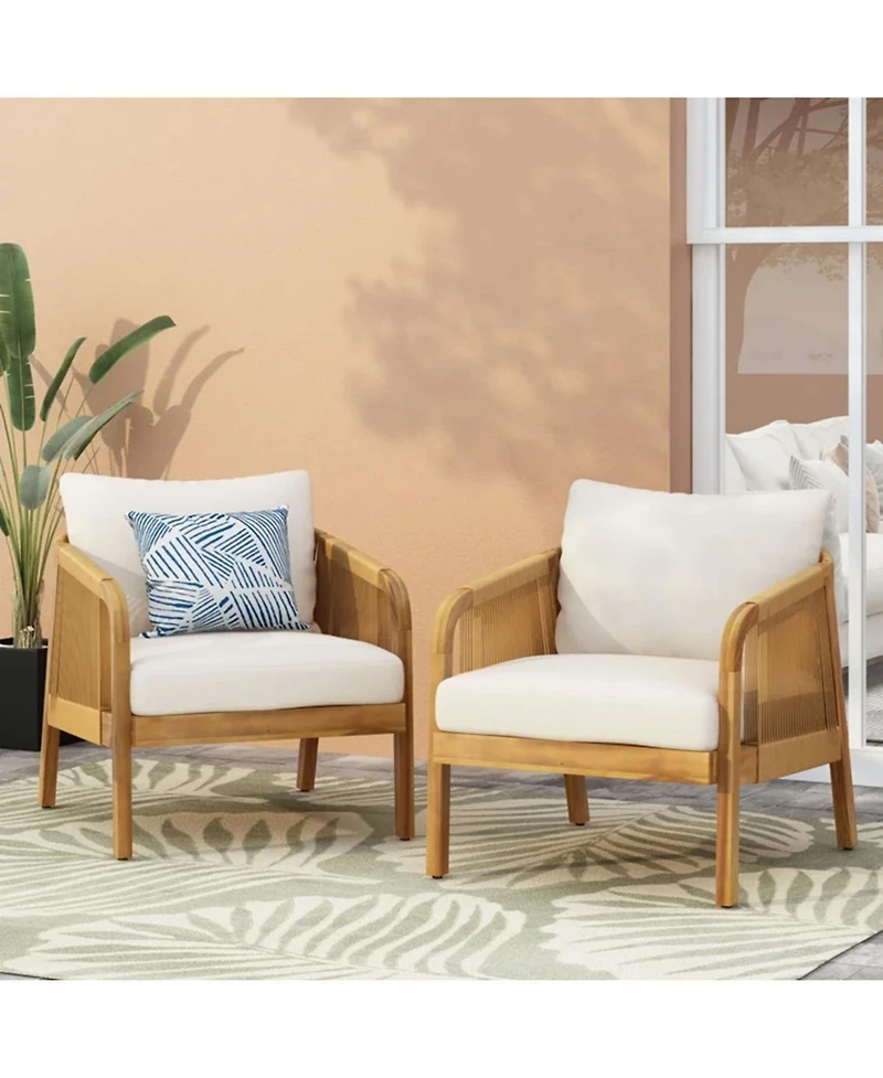 Streamdale Furniture Acacia & Wicker Outdoor Club Chairs - Brown/Beige