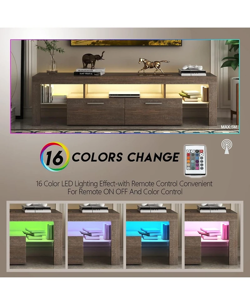 Streamdale Furniture 75" Wood Modern Brown Tv Stand