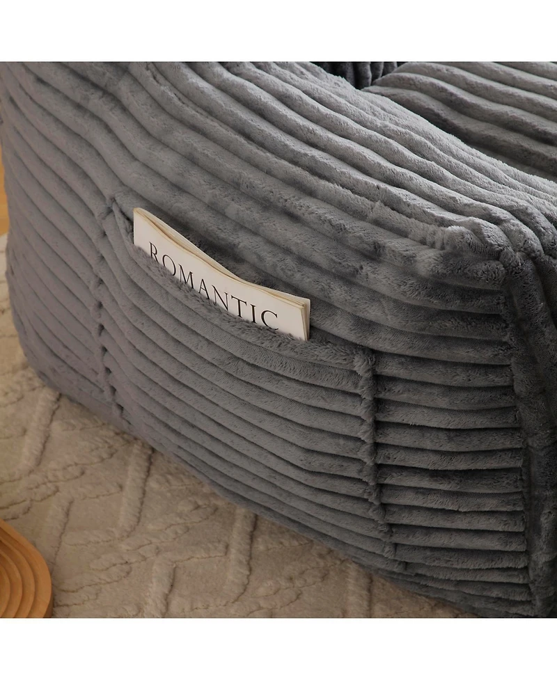 Streamdale Giant Plush Bean Bag Chair with Footstool - Comfy Grey Lounge