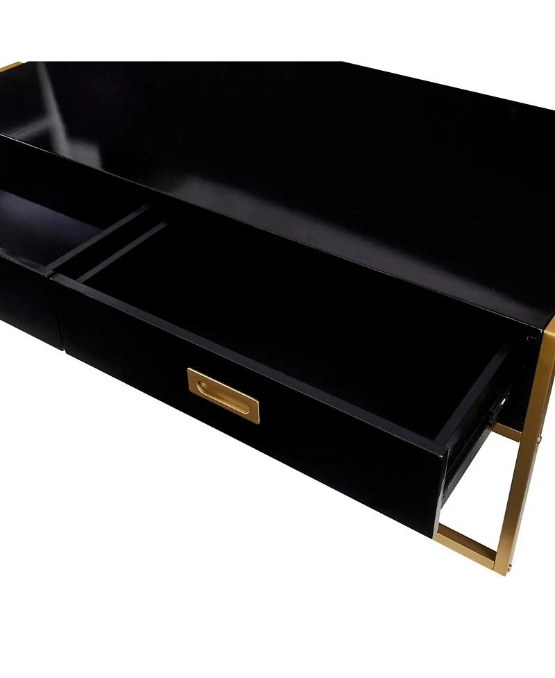 Streamdale Furniture Modern Rectangular Coffee Table with 4 Drawers and Gold Base 47.3"