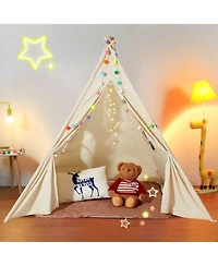 Kids Play Tent with Durable Frame Soft Mat and Decorative Accessories