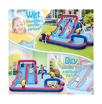 Inflatable Water Park for Kids with Dual Slides Climbing Wall and Splash Pool