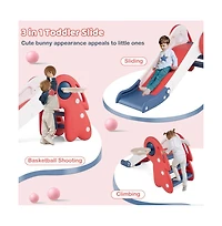 Hongge Kids Folding Slide and Climber Playset with Basketball Hoop and Indoor Outdoor Fun