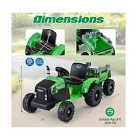 Kids 24V Ride On Tractor with Detachable Trailer Remote Control and Safety Features
