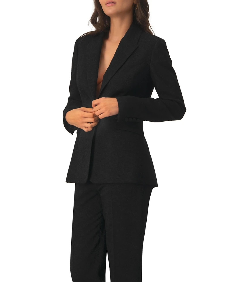 Ivonne Women's Blazer with Pockets and Floral Accessory