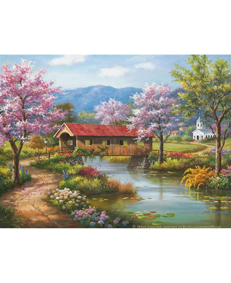SunsOut Covered Bridge in Spring 300 piece Jigsaw Puzzle for Adults