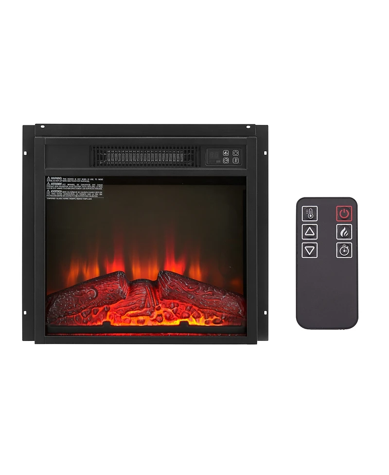 Flynama-Electric Fireplace Insert 18" 1400W 120V ,Equipped with remote control, ultra thin heater with log set & realistic flame