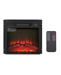 Flynama-Electric Fireplace Insert 18" 1400W 120V ,Equipped with remote control, ultra thin heater with log set & realistic flame