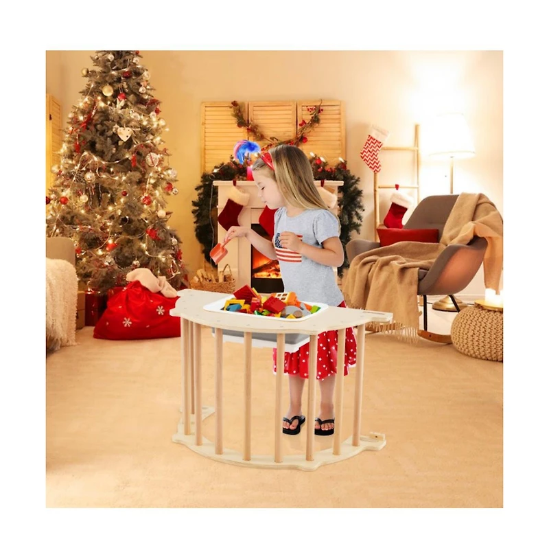 Hongge Kids Montessori Climbing Arch and Sensory Activity Table with Multi Skill Play Features