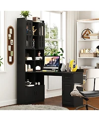 Streamdale Furniture L-Shaped Computer Desk with Drawers and Hutch