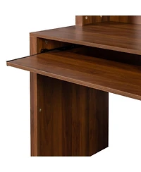 Streamdale Furniture 2-tier Home Office Computer Desk with Hutch, Antiqued finish
