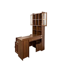 Streamdale Furniture 2-in-1 L-Shaped Corner Desk with Drawers, Bookshelf & Hutch