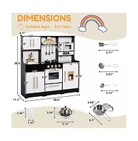 Kinder King Wooden Kids Play Kitchen, Pretend Kitchen Playset w/Sounds for Toddlers.