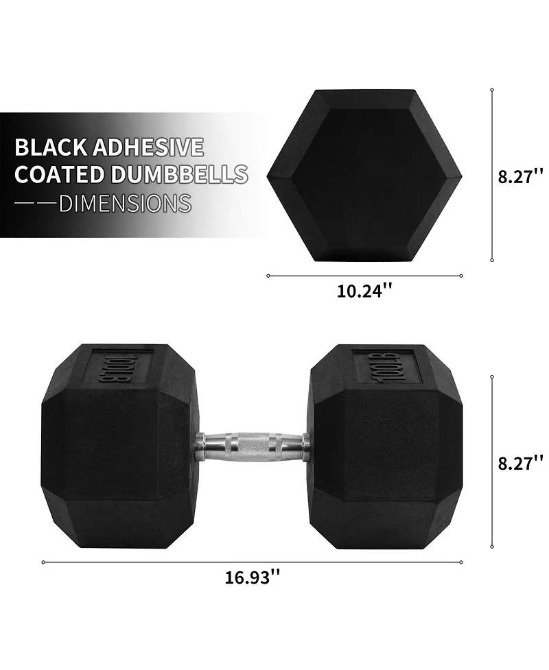 Signature Fitness Hex Single Dumbbell Weight Training Workout Equipment, 100 lb